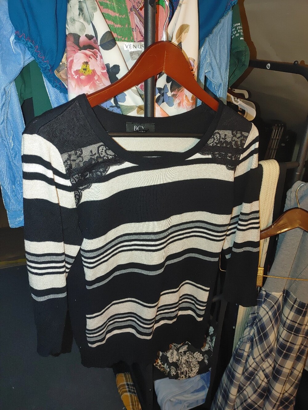 Black & White Striped Lightweight Sweater